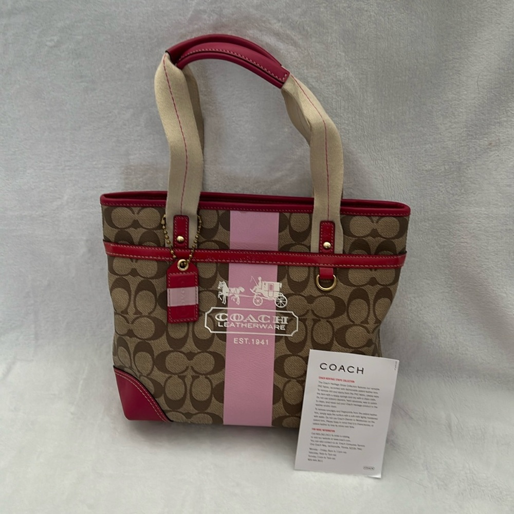 Coach gorgeous pink and brown double strap bag